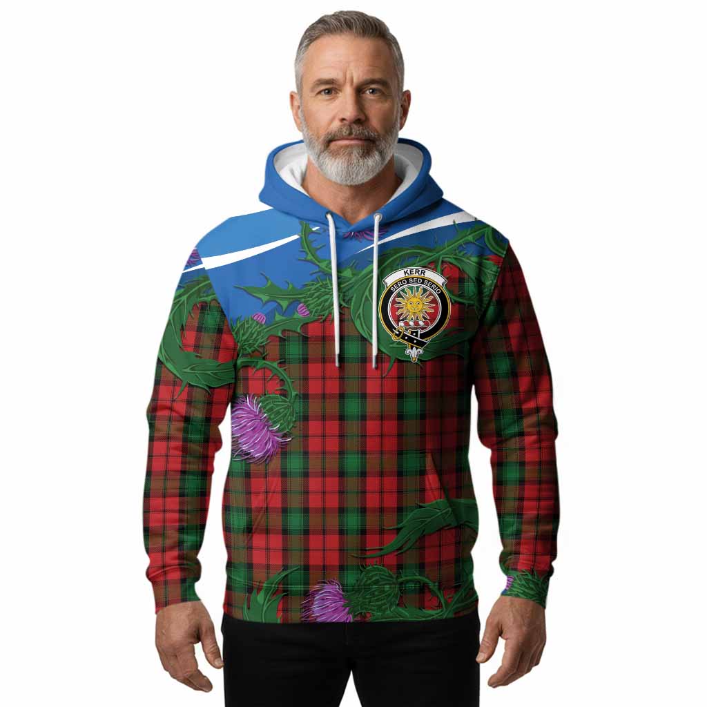 Kerr Tartan Family Crest Hoodie Thistle in Minimalism