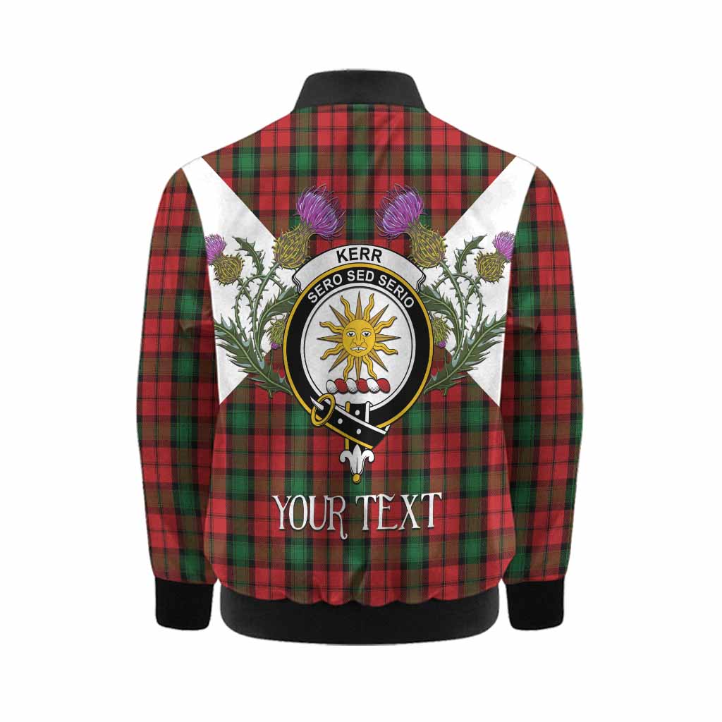 Kerr Tartan Family Crest Kid Bomber Jacket Scottish Burns Night Thistle Floral