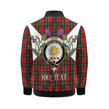 Kerr Tartan Family Crest Kid Bomber Jacket Scottish Burns Night Thistle Floral