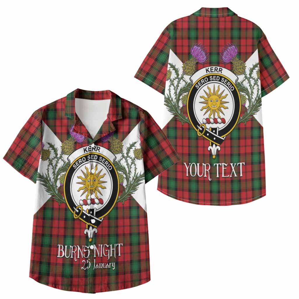 Kerr Tartan Family Crest Kid Hawaiian Shirt Scottish Burns Night Thistle Floral
