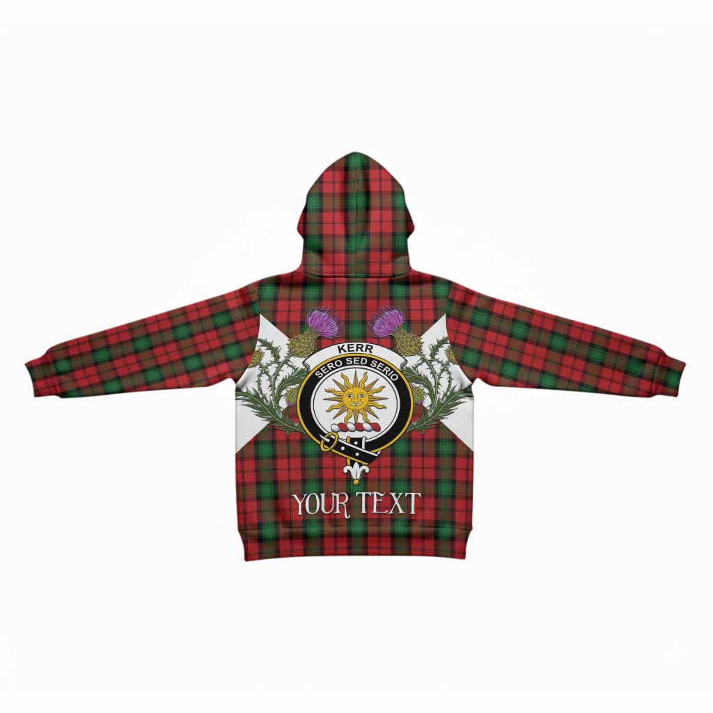 Kerr Tartan Family Crest Kid Hoodie Scottish Burns Night Thistle Floral