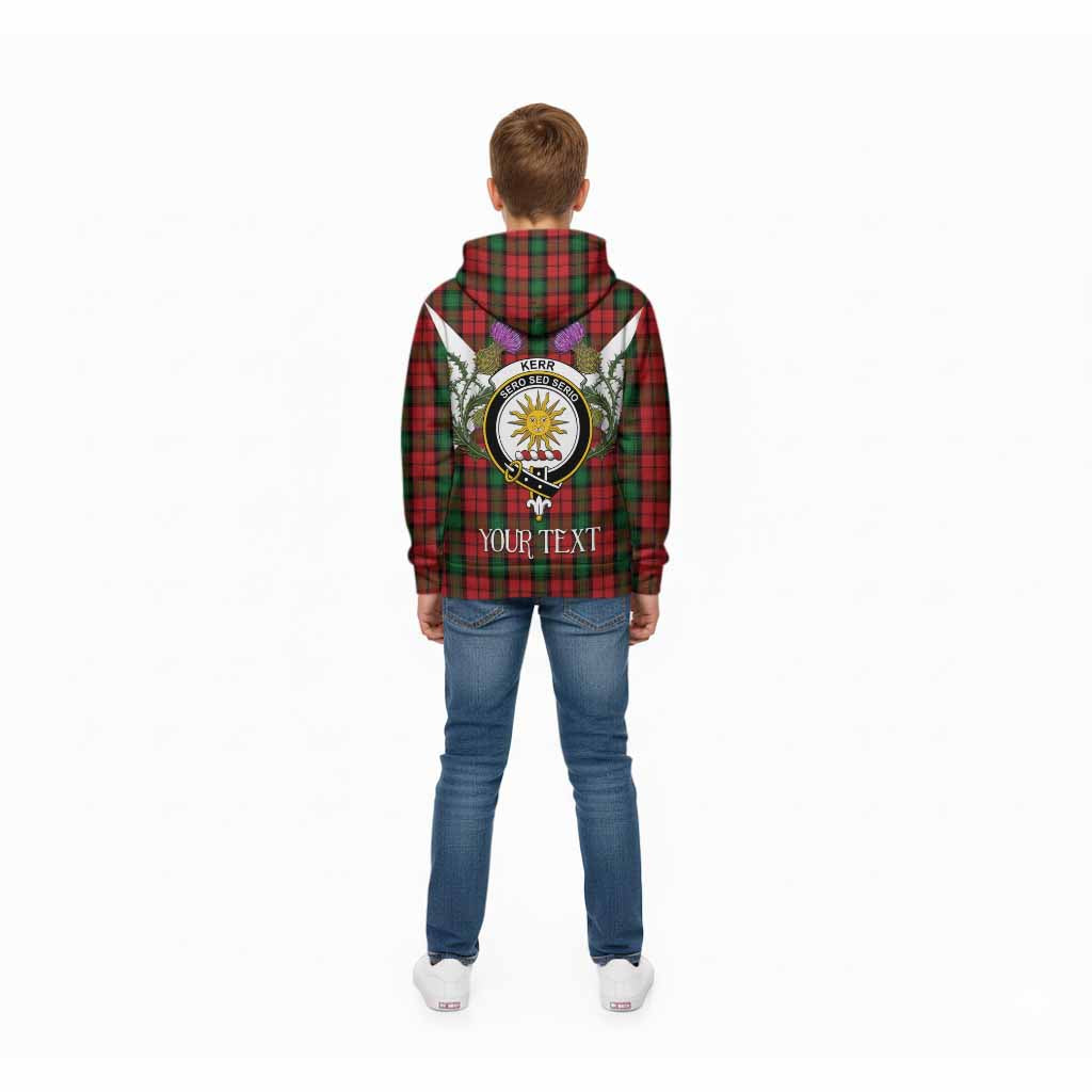 Kerr Tartan Family Crest Kid Hoodie Scottish Burns Night Thistle Floral