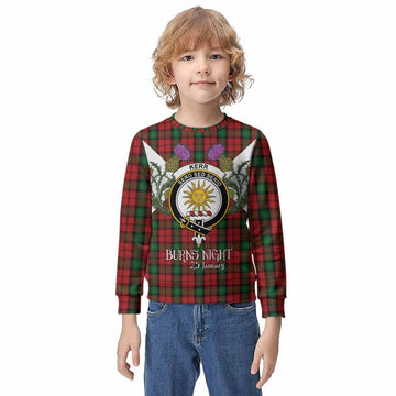 Kerr Tartan Family Crest Kid Knitted Sweatshirt Scottish Burns Night Thistle Floral
