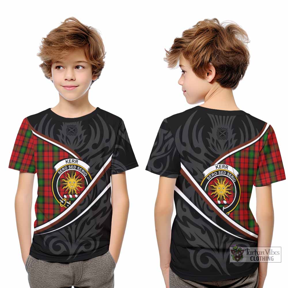 Kerr Tartan Family Crest Kid T-shirt Celtic Scottish Thistle Floral - Tartan Vibes Clothing