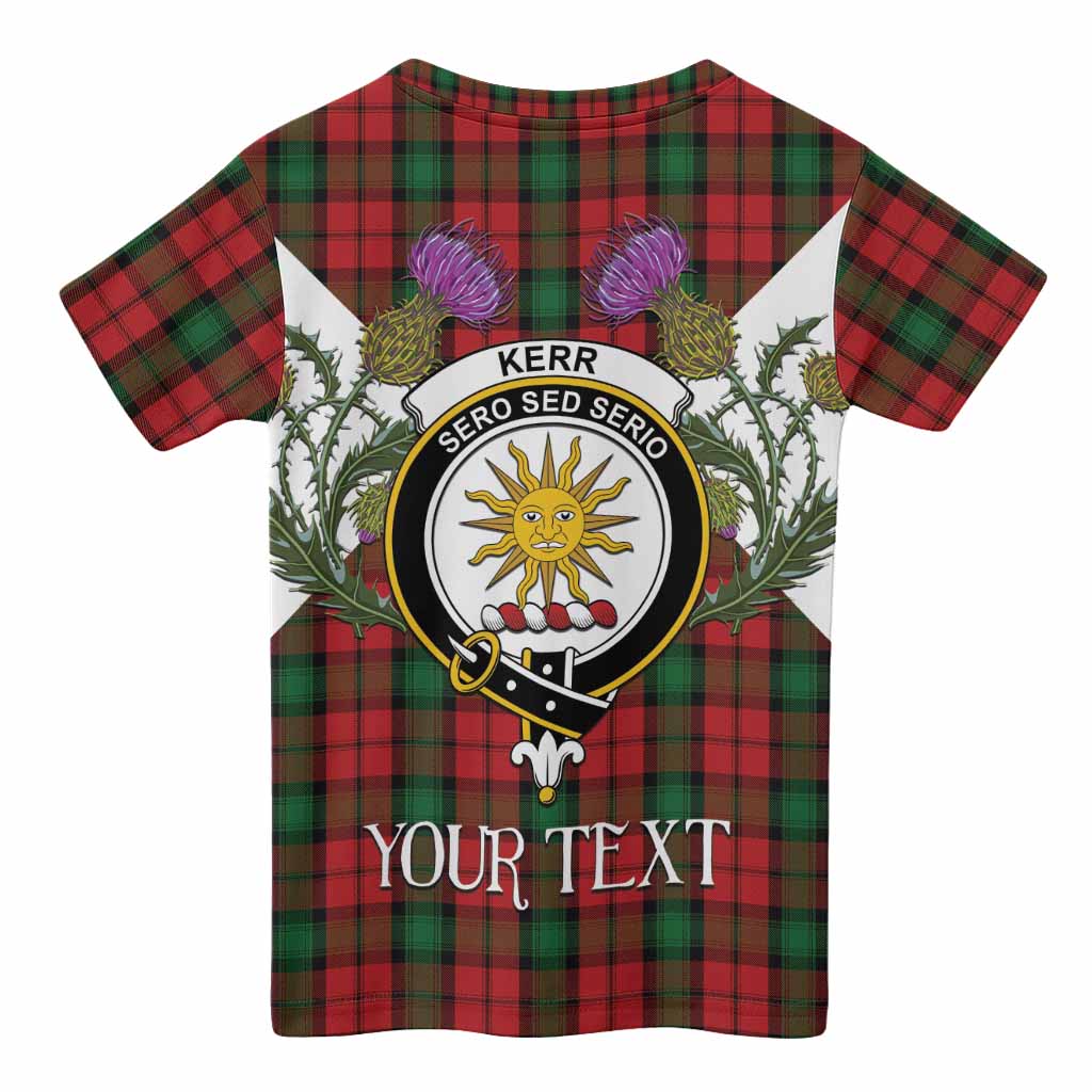 Kerr Tartan Family Crest Kid T-shirt Scottish Burns Night Thistle Floral