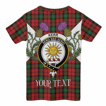 Kerr Tartan Family Crest Kid T-shirt Scottish Burns Night Thistle Floral