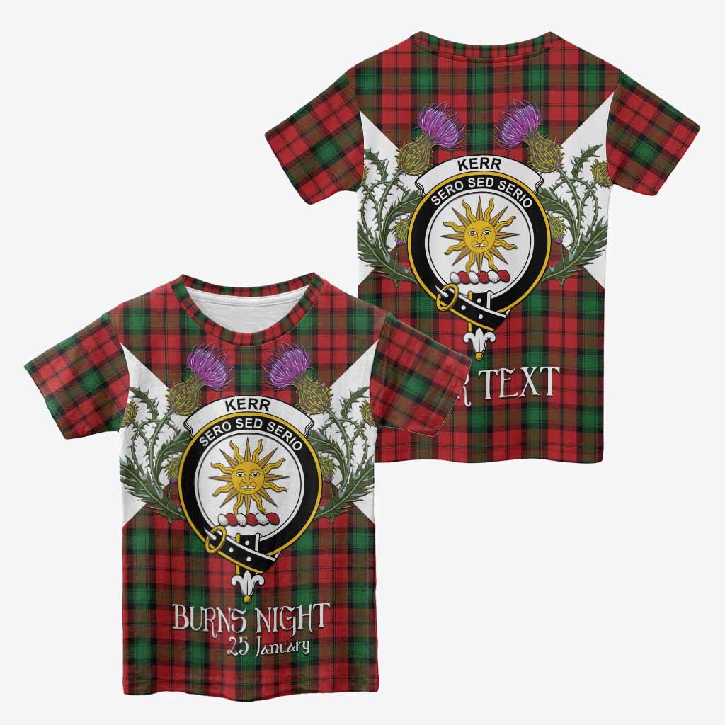 Kerr Tartan Family Crest Kid T-shirt Scottish Burns Night Thistle Floral