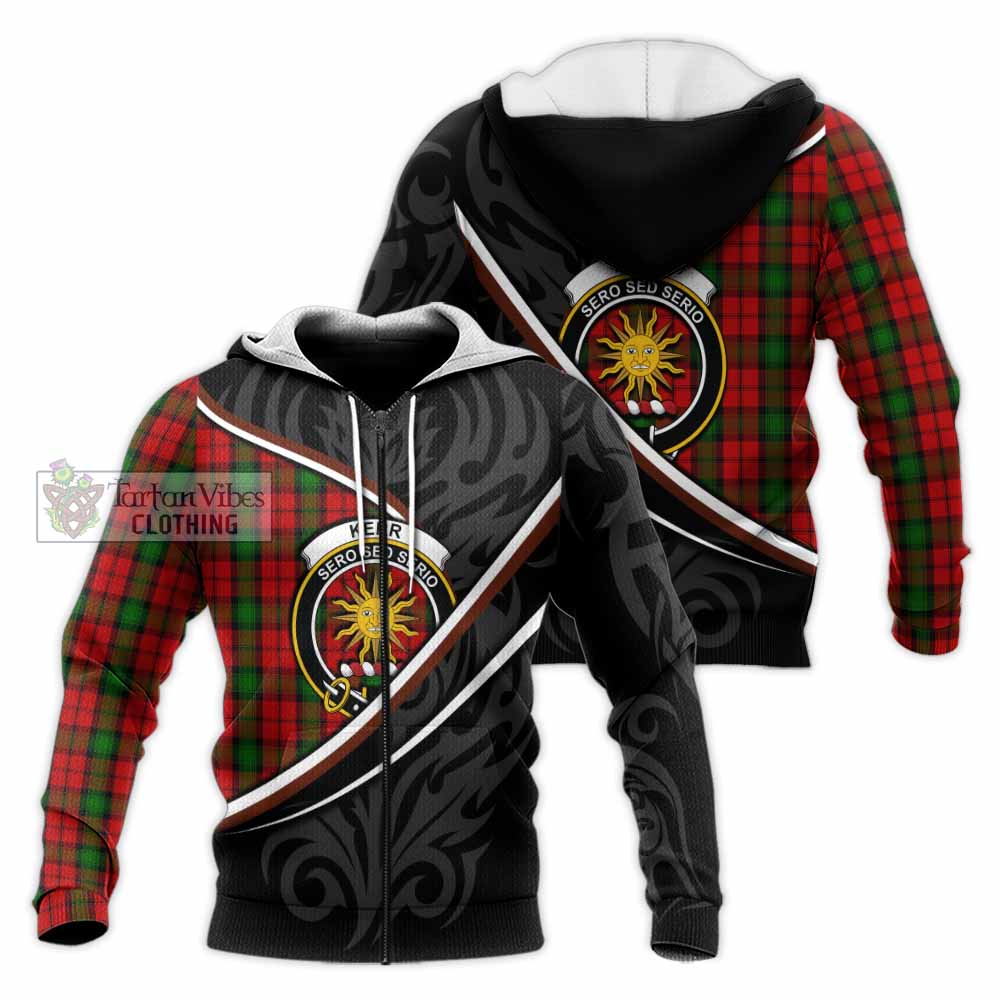 Kerr Tartan Family Crest Knitted Hoodie Celtic Scottish Thistle Floral - Tartan Vibes Clothing