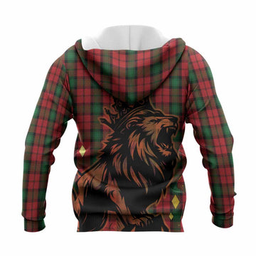 Kerr Tartan Family Crest Knitted Hoodie Crowned Lion Roaring