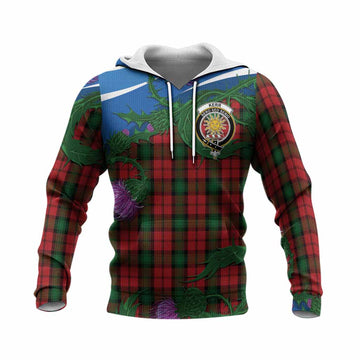 Kerr Tartan Family Crest Knitted Hoodie Thistle in Minimalism