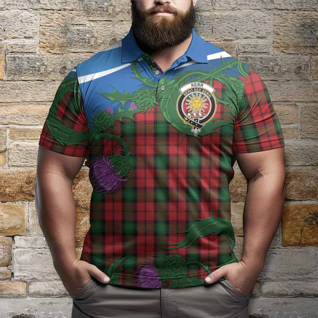 Kerr Tartan Family Crest Polo Shirt Thistle in Minimalism