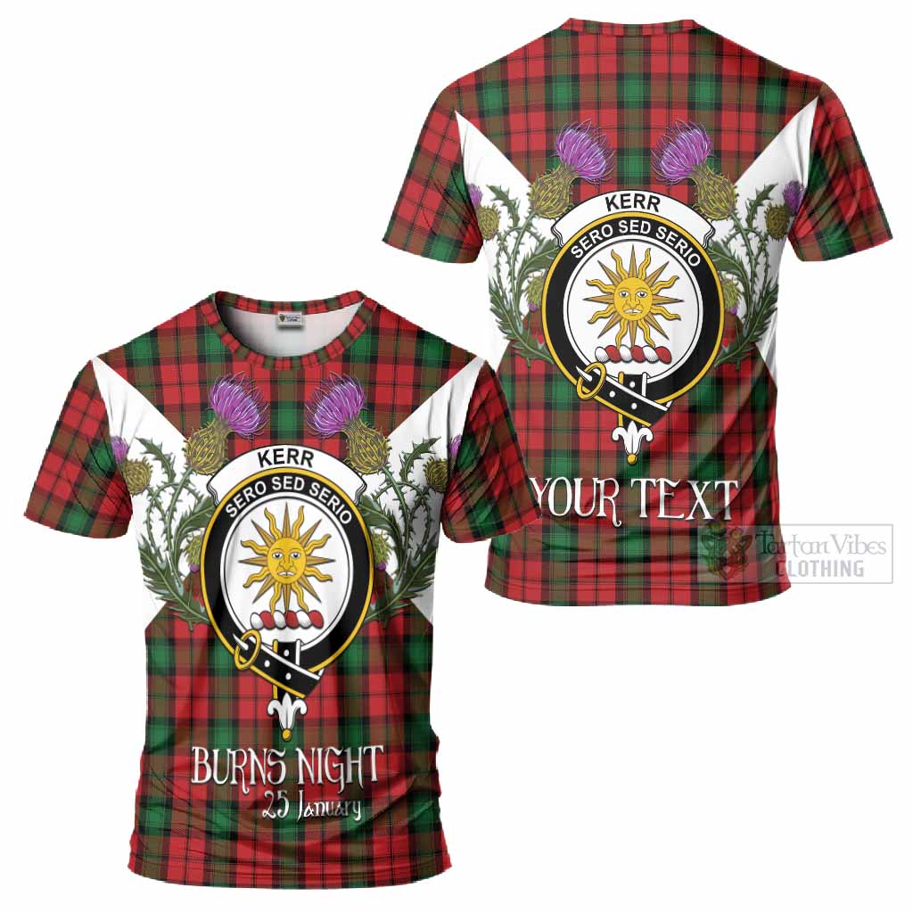 Kerr Tartan Family Crest T-Shirt Scottish Burns Night Thistle Floral