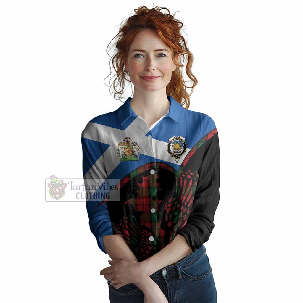 Kerr Tartan Family Crest Women Casual Shirt Scotland Thistle Floral Flag Style
