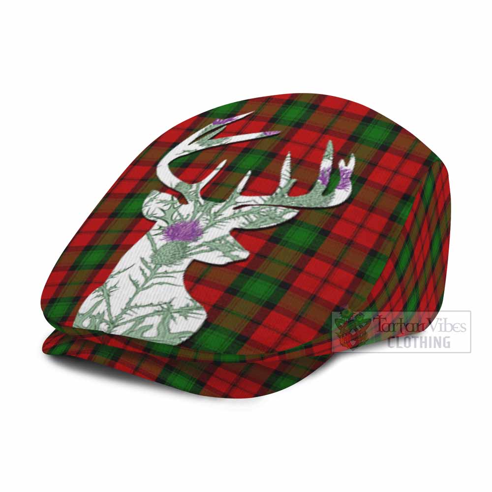 Kerr Tartan Flat Cap, Jeff Cap Scottish Stag Thistle Floral Art