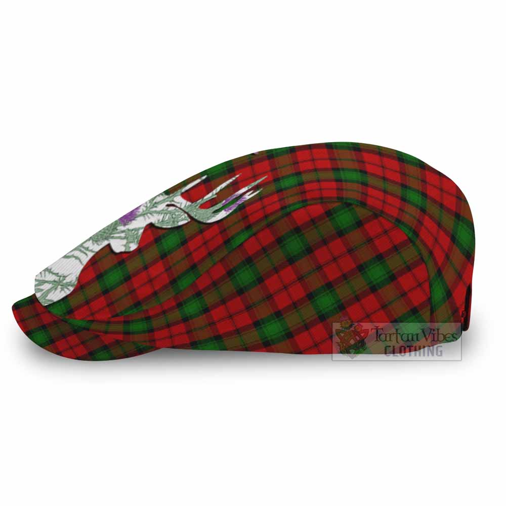 Kerr Tartan Flat Cap, Jeff Cap Scottish Stag Thistle Floral Art