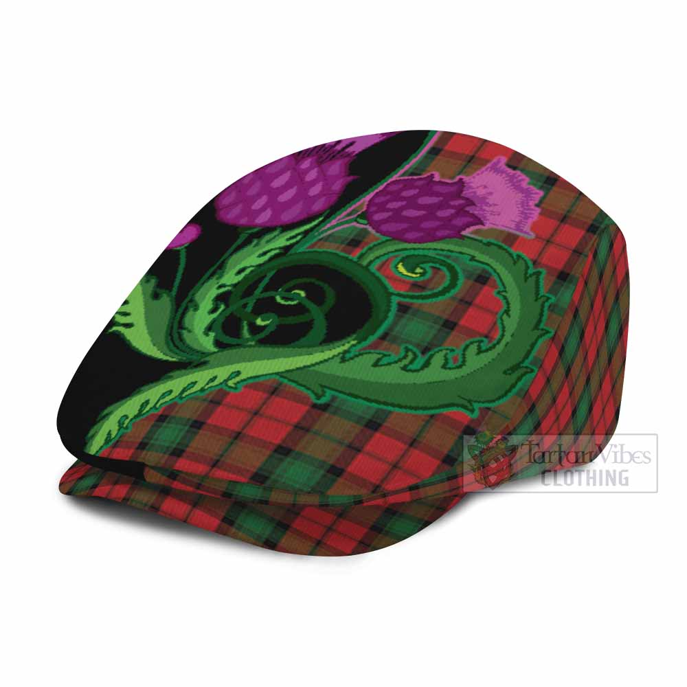 Kerr Tartan Flat Cap, Jeff Cap Traditional Scottish Thistle