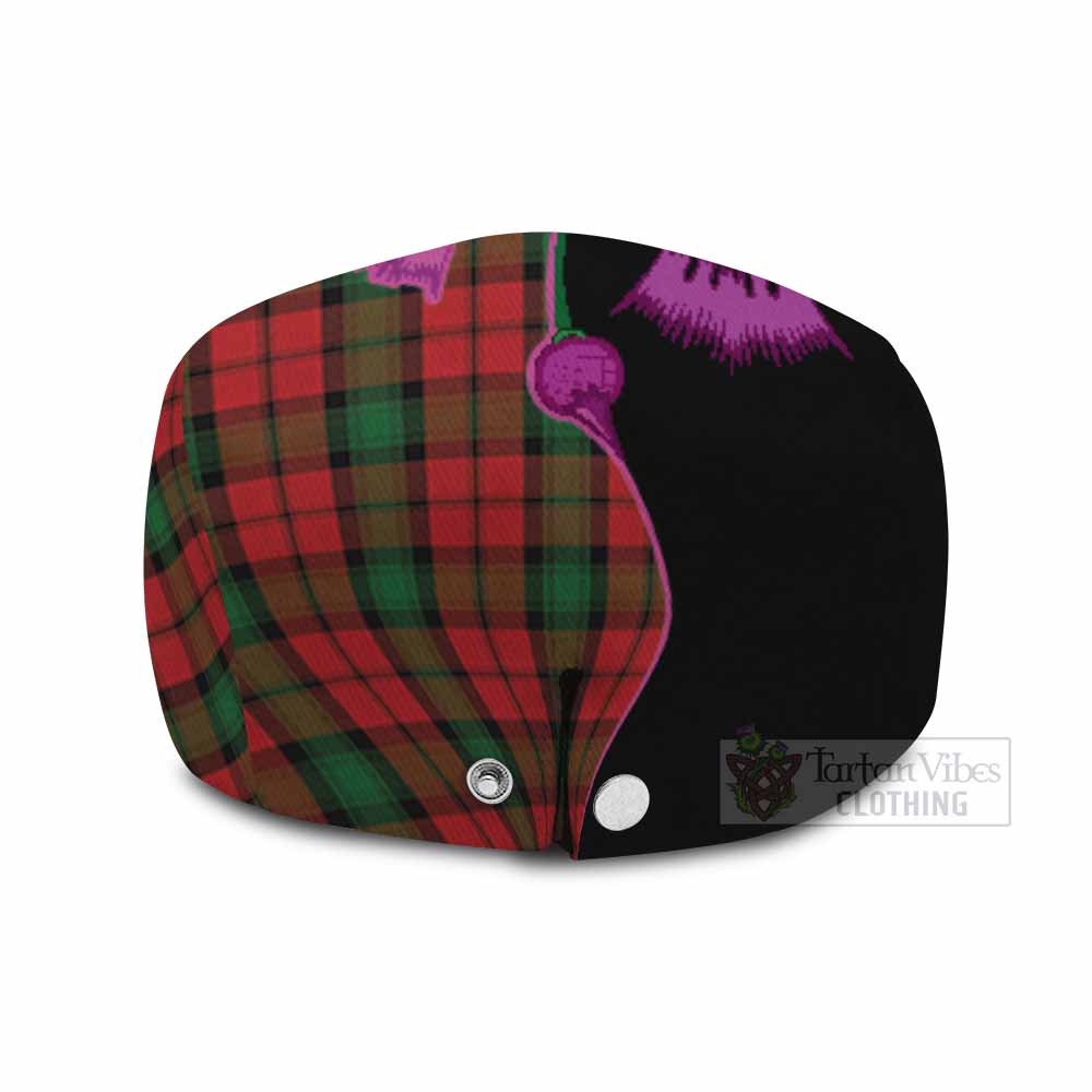 Kerr Tartan Flat Cap, Jeff Cap Traditional Scottish Thistle