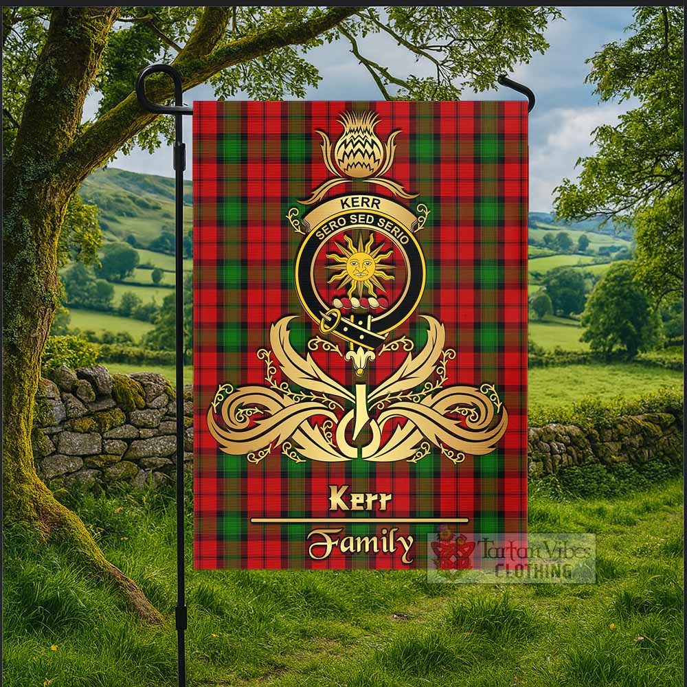 Kerr Tartan Garden Flag with Highland Thistle Cherish Family Crest Style - Tartan Vibes Clothing