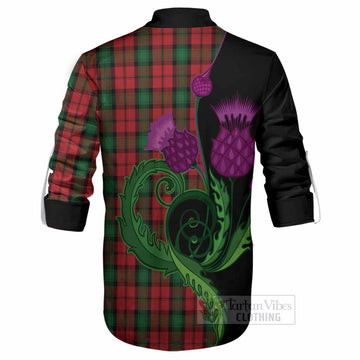 Kerr Tartan Ghillie Shirt Traditional Scottish Thistle