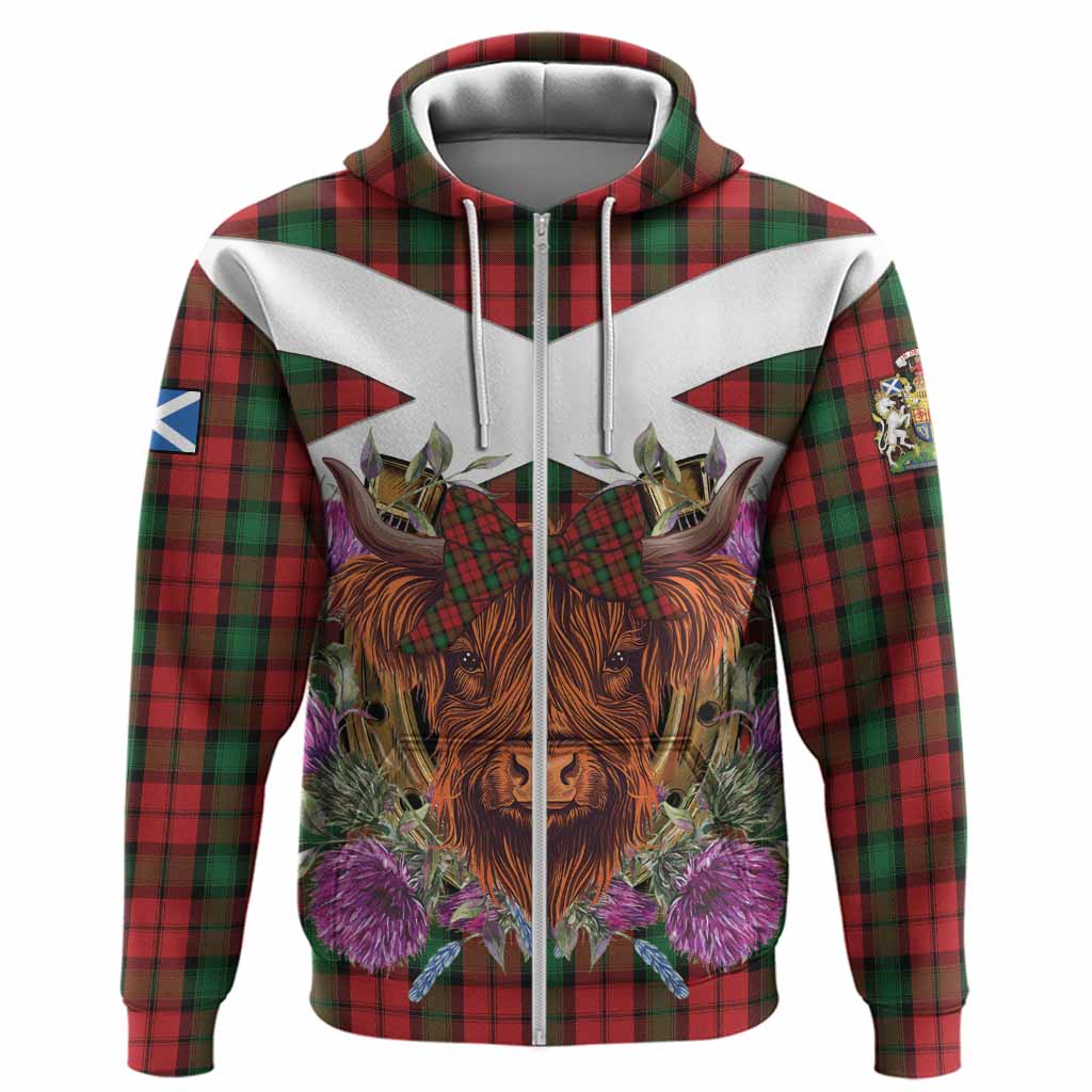Kerr Tartan Hoodie Scottish Thistle Heilan Coo