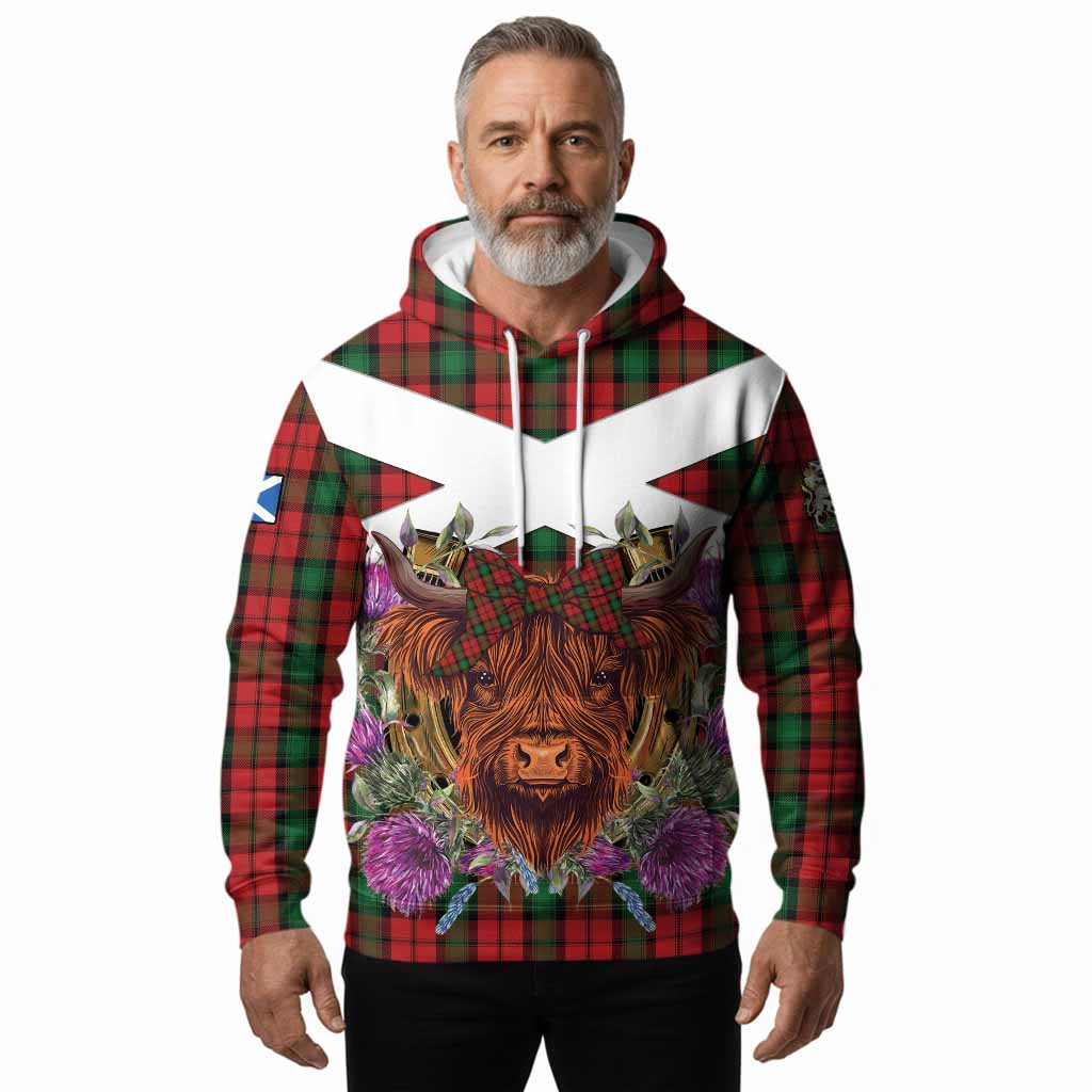 Kerr Tartan Hoodie Scottish Thistle Heilan Coo