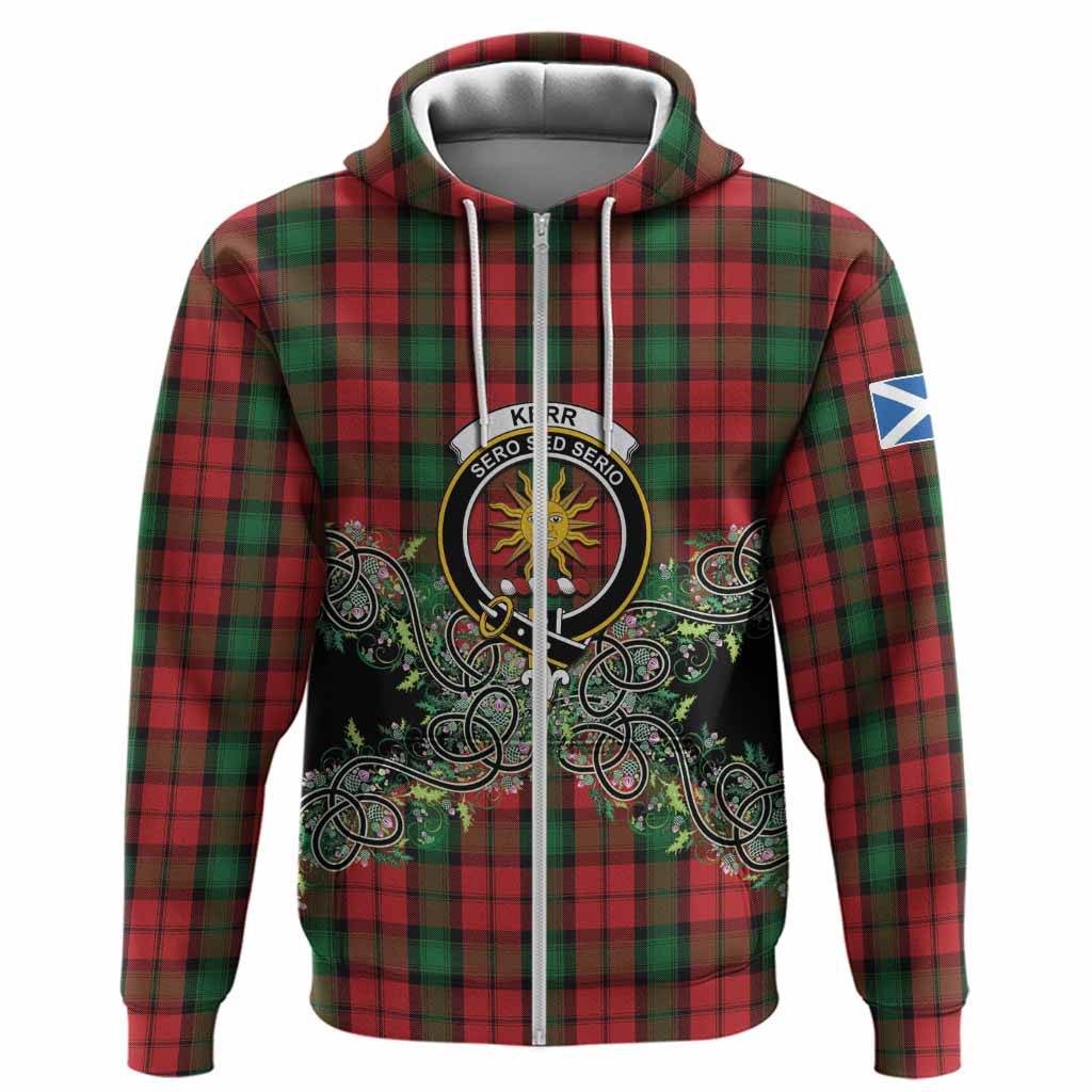 Kerr Tartan Hoodie Thistle Scottish Spirit