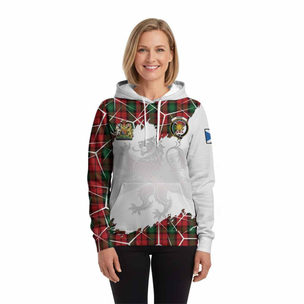 Kerr Tartan Hoodie with Family Crest and Lion Rampant Grunge Style
