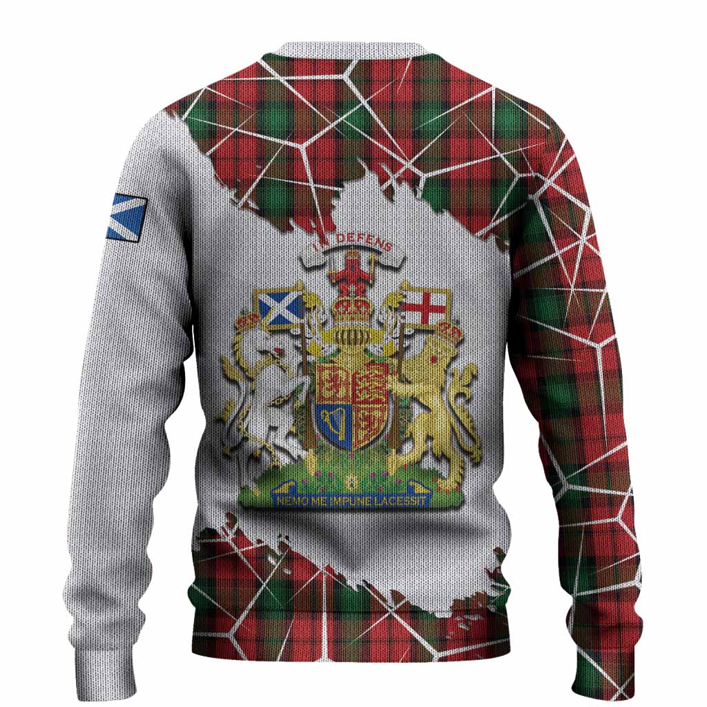 Kerr Tartan Knitted Sweater with Family Crest and Lion Rampant Grunge Style