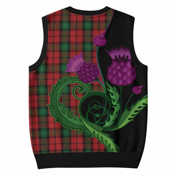 Kerr Tartan Knitted V-Neck Vest Traditional Scottish Thistle