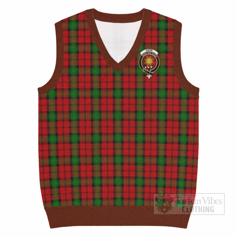 Kerr Tartan Knitted V-Neck Vest with Family Crest - Tartan Vibes Clothing
