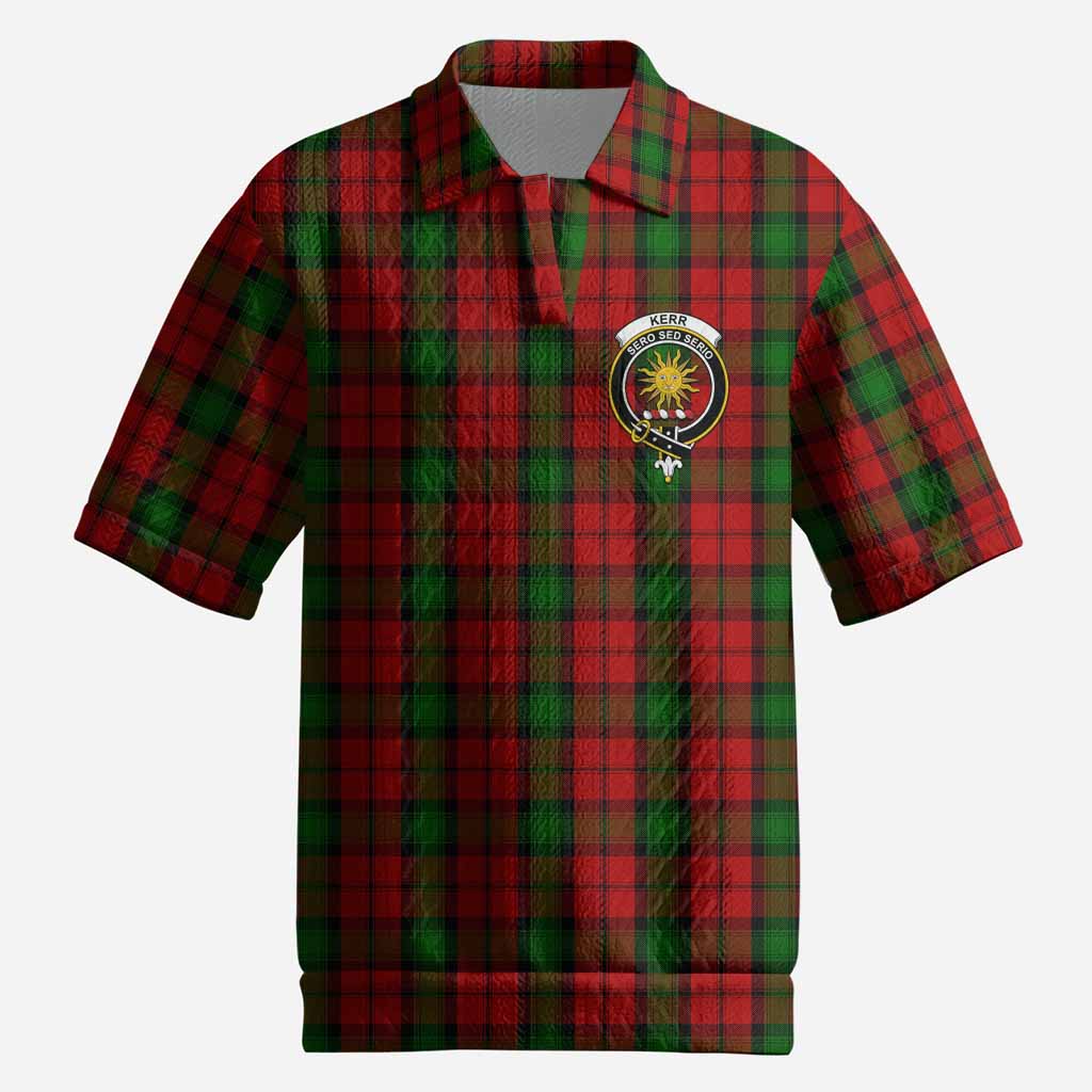 Kerr Tartan Men’s Polo Sweater Top with Family Crest
