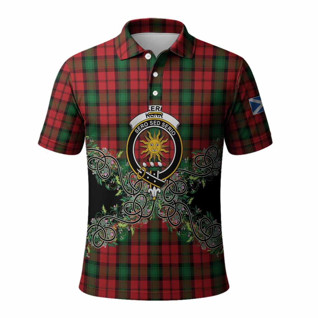 Kerr Tartan Polo Shirt Thistle Scottish Spirit