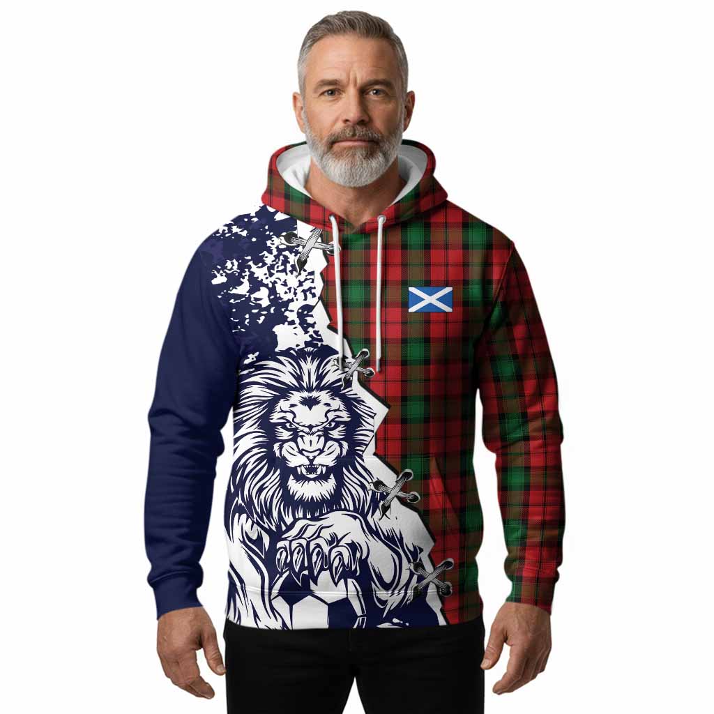 Kerr Tartan Scottish Hoodie Angry Lion With Soccer Ball Style