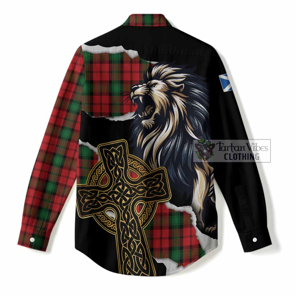 Kerr Tartan Scottish Women Casual Shirt Lion Celtic Heritage