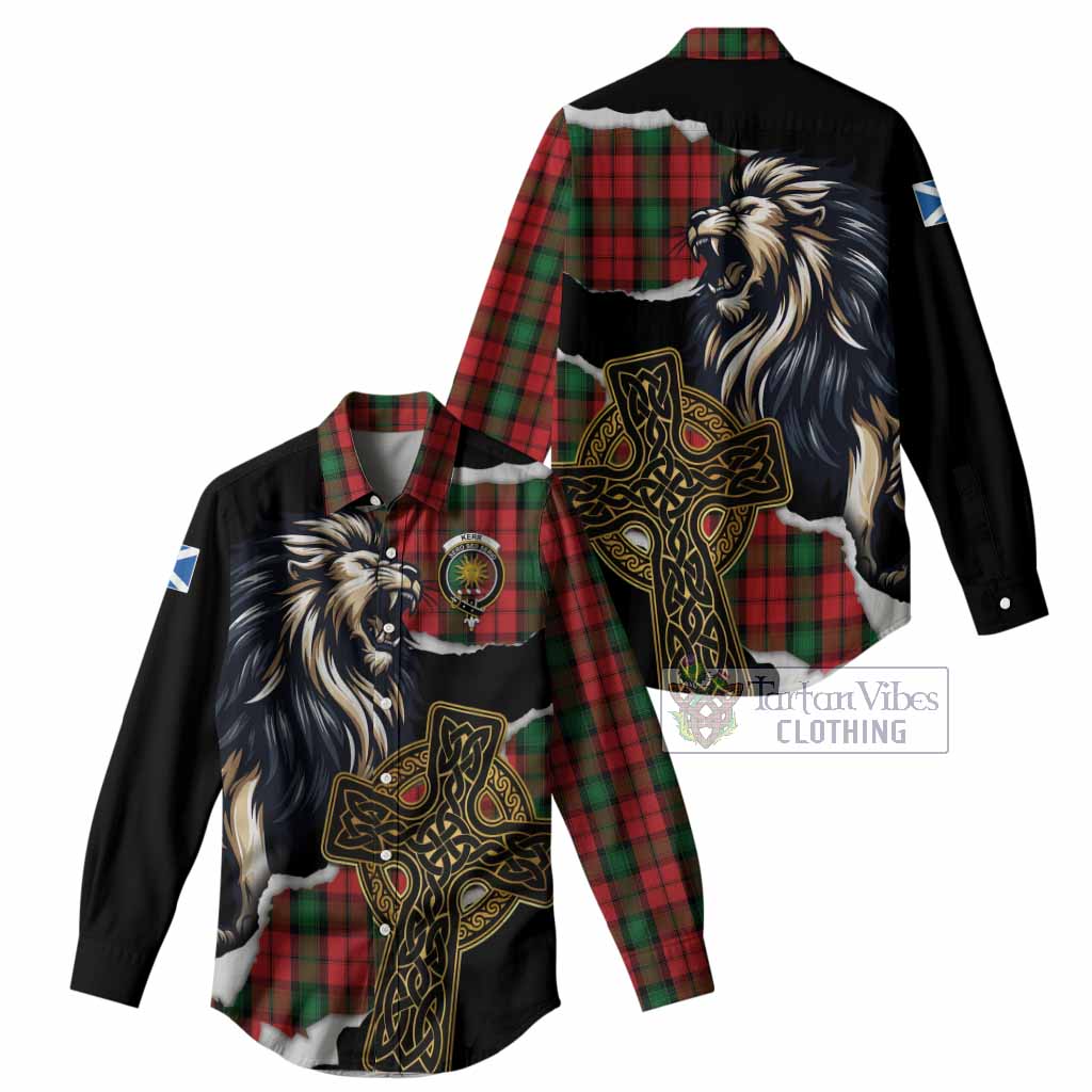 Kerr Tartan Scottish Women Casual Shirt Lion Celtic Heritage