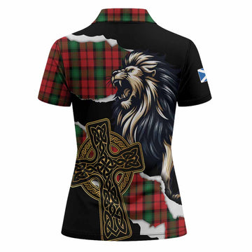 Kerr Tartan Scottish Women Polo Shirt Lion Celtic Heritage