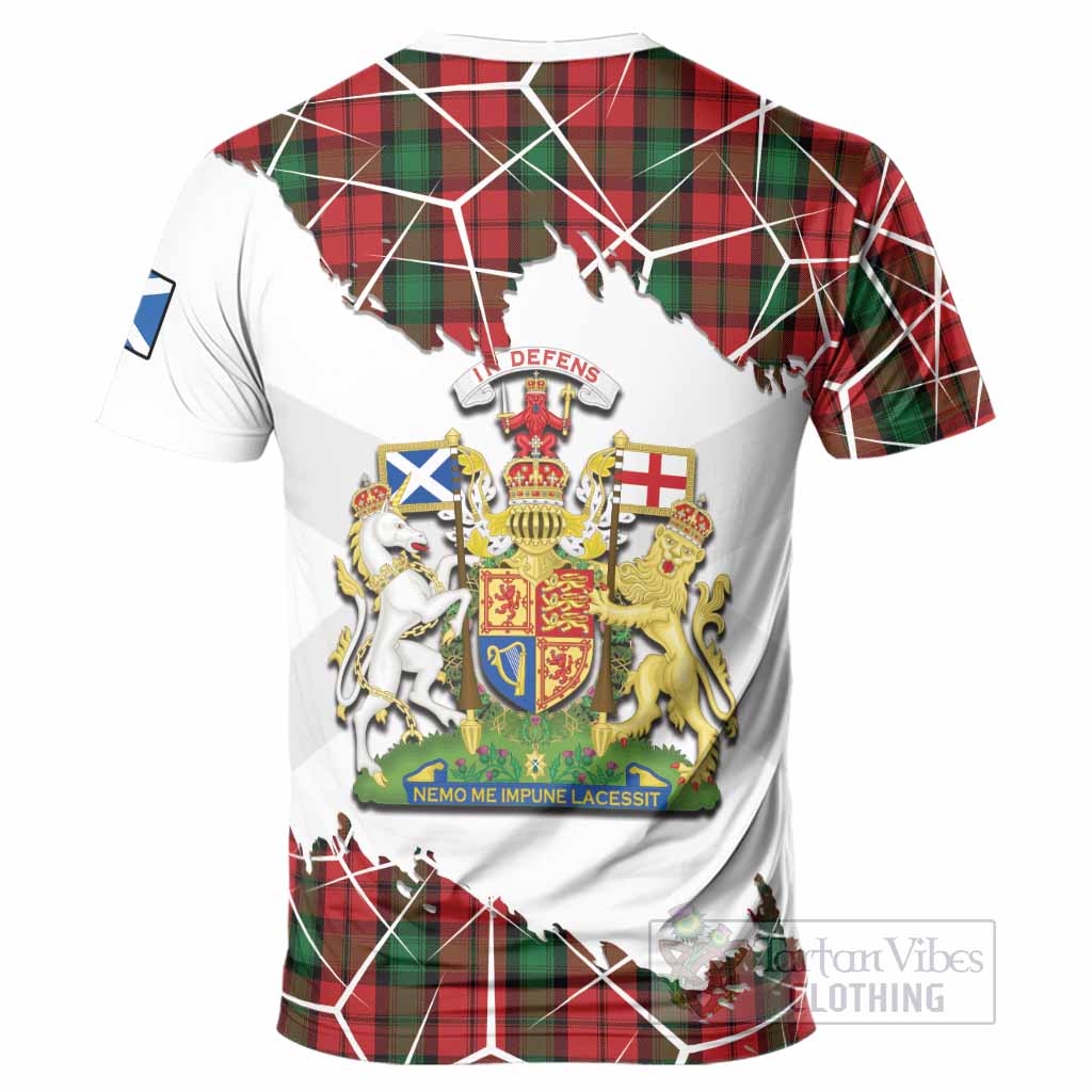 Kerr Tartan T-Shirt with Family Crest and Lion Rampant Grunge Style