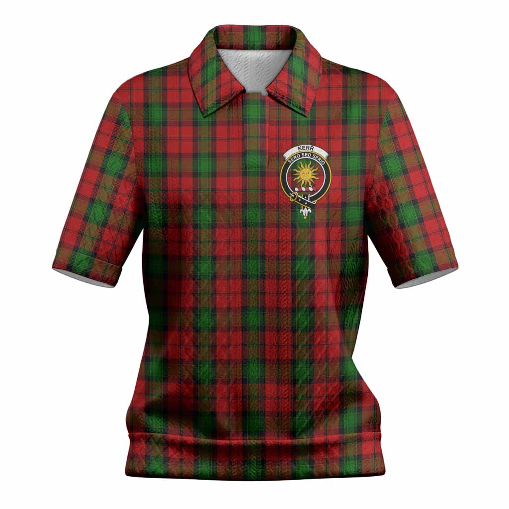 Kerr Tartan Women’s Polo Sweater Top with Family Crest
