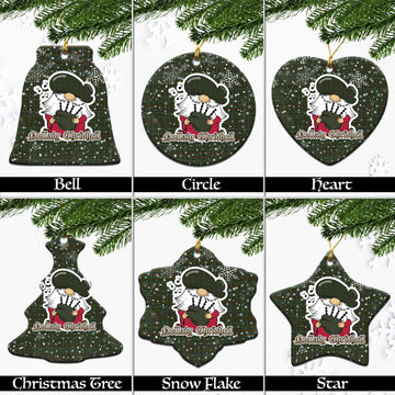 Kerry Tartan Christmas Ceramic Ornaments with Scottish Gnome Playing Bagpipes Ceramic - Tartan Vibes Clothing