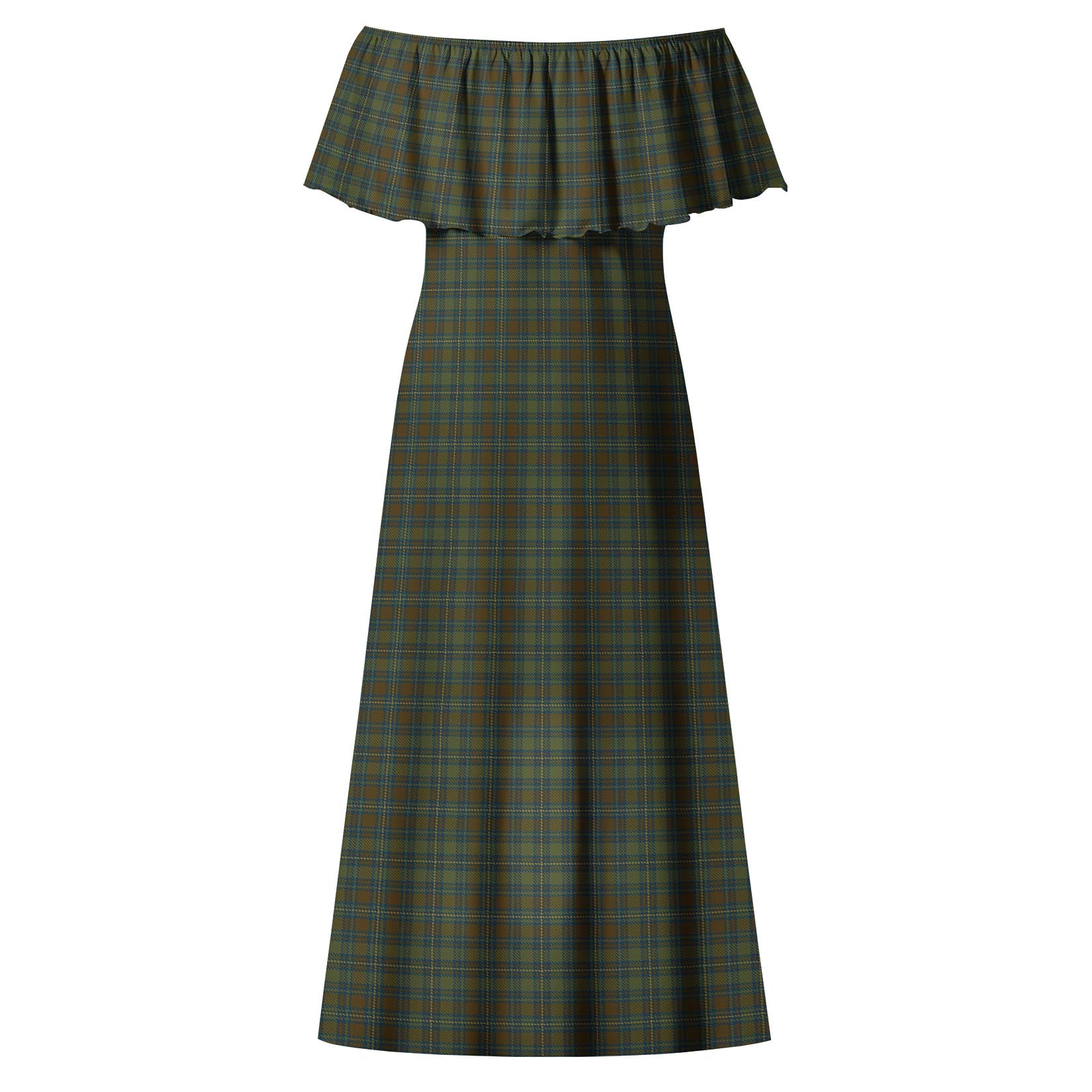 Kerry Tartan Off Shoulder Long Dress - Tartan Vibes Clothing