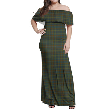 Kerry County Ireland Tartan Off Shoulder Long Dress