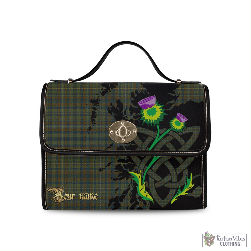 Tartan Vibes Clothing Kerry County Ireland Tartan Waterproof Canvas Bag with Scotland Map and Thistle Celtic Accents