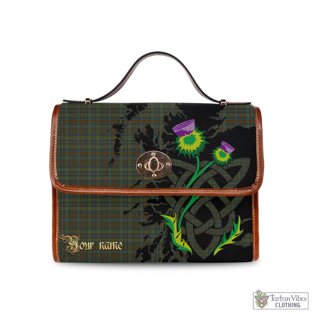 Tartan Vibes Clothing Kerry County Ireland Tartan Waterproof Canvas Bag with Scotland Map and Thistle Celtic Accents