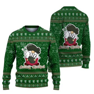 Kerry County Ireland Clan Christmas Family Ugly Sweater with Funny Gnome Playing Bagpipes