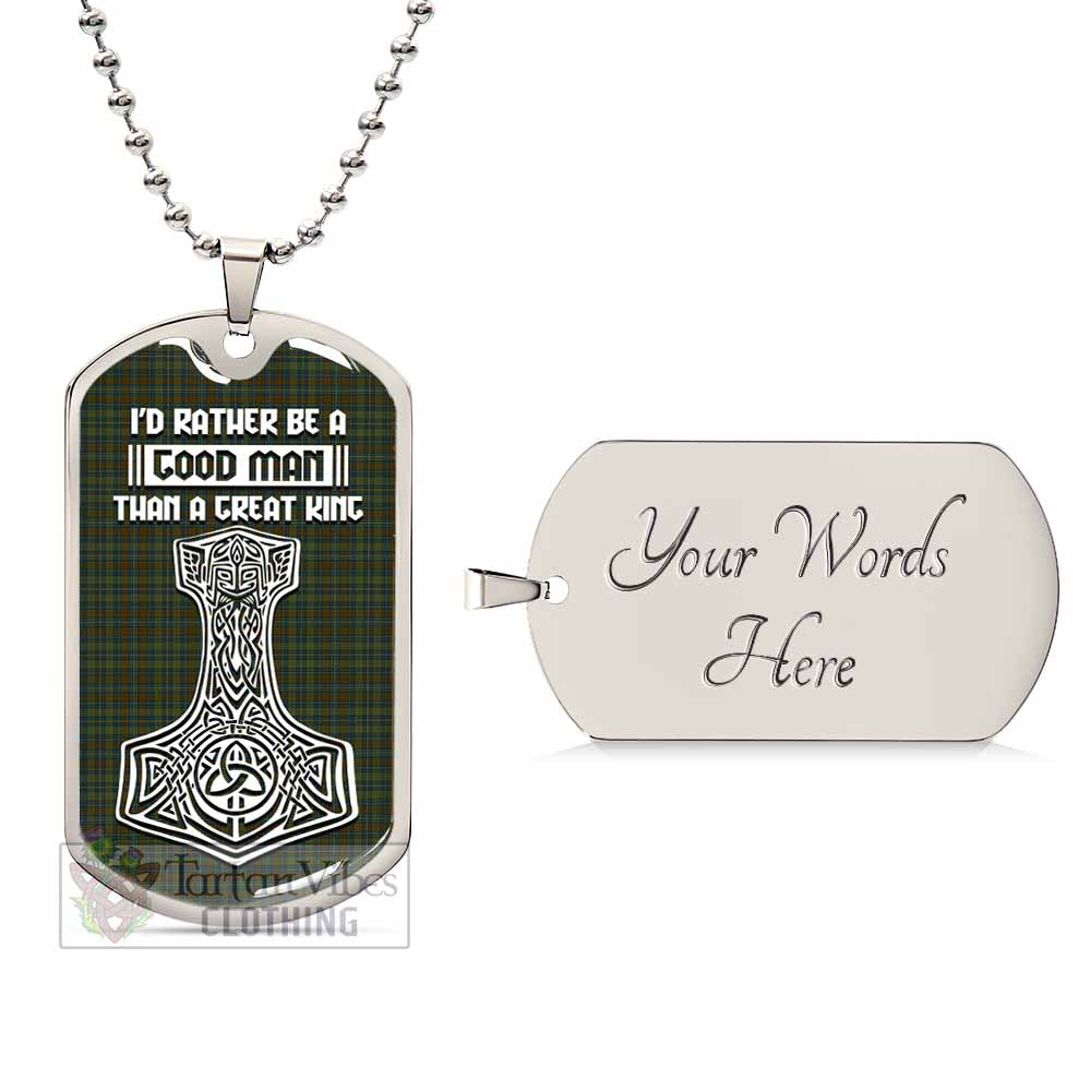 Kerry County Ireland Tartan Dog Tag Necklace Viking Mjolnir Style Silver Yes - Tartan Vibes Clothing
