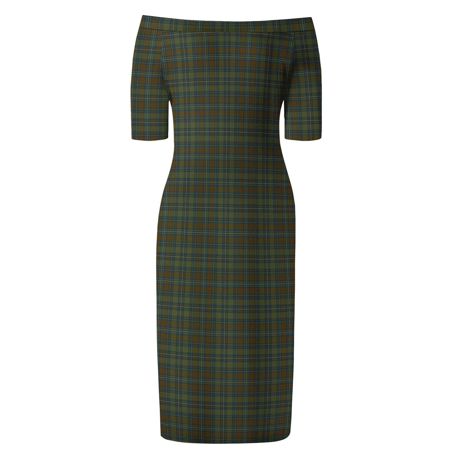 Kerry County Ireland Tartan Off Shoulder Lady Dress - Tartanvibesclothing