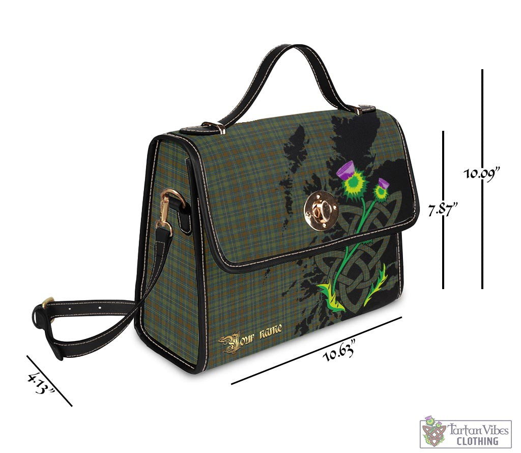 Tartan Vibes Clothing Kerry County Ireland Tartan Waterproof Canvas Bag with Scotland Map and Thistle Celtic Accents