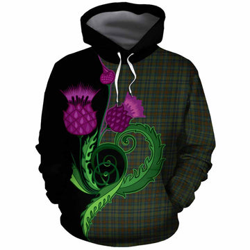 Kerry County Ireland Tartan Cotton Hoodie Traditional Scottish Thistle