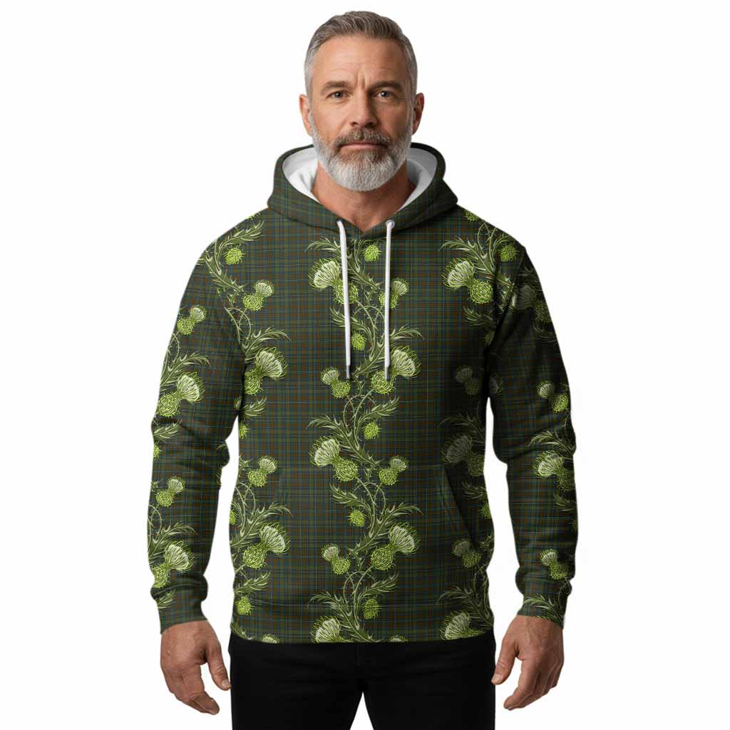 Kerry County Ireland Tartan Hoodie Seamless Scottish Thistle Flowers