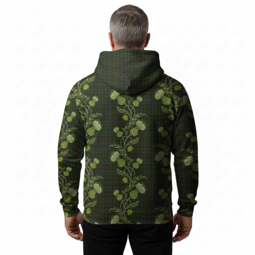 Kerry County Ireland Tartan Hoodie Seamless Scottish Thistle Flowers